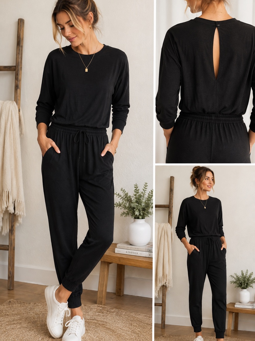 Smash + Tess Black Bamboo Romper Jumpsuit 2XS